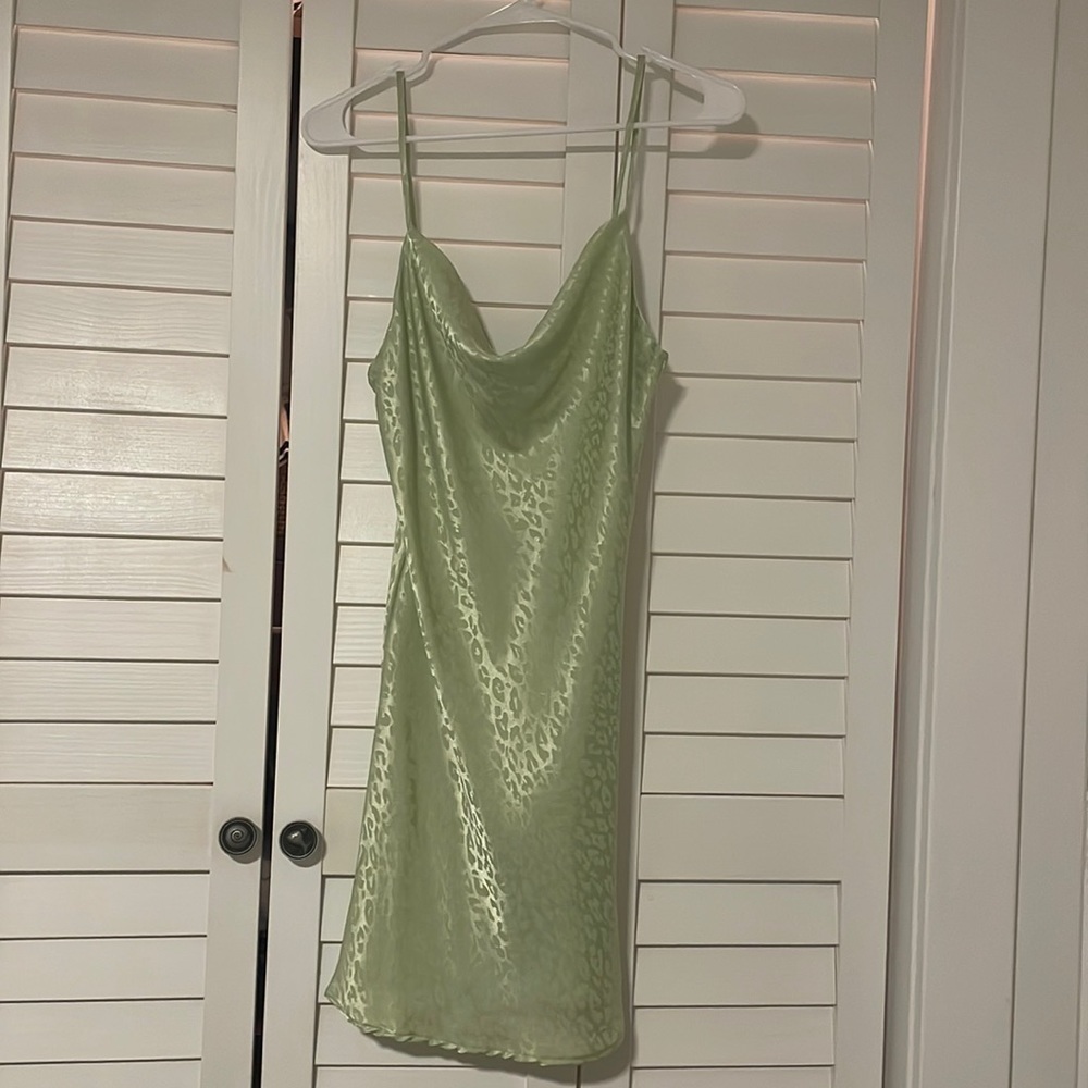 Cowl Neck Silk Mini Dress